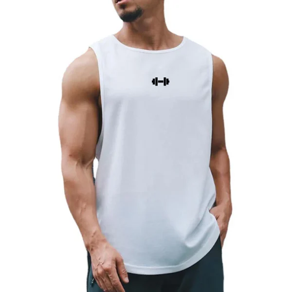 Debardeur CrossFit homme blanc haltère
