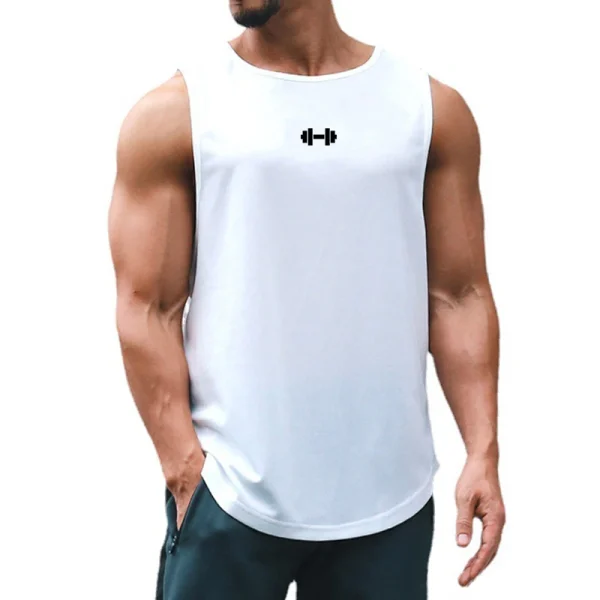 Debardeur CrossFit homme blanc haltère