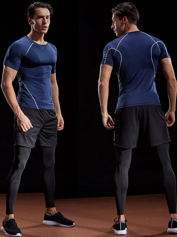 T-shirt CrossFit de compression bleu gris